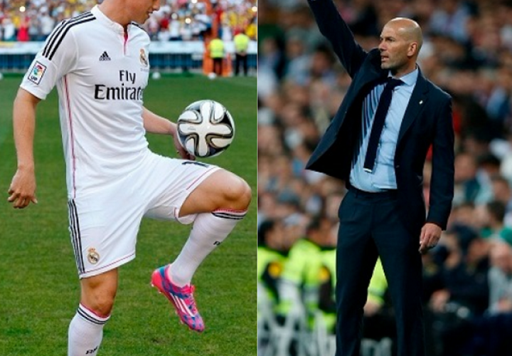 Zidane (dcha) justificó la salida del colombianorumbo al Bayern Múnich. Foto: AP