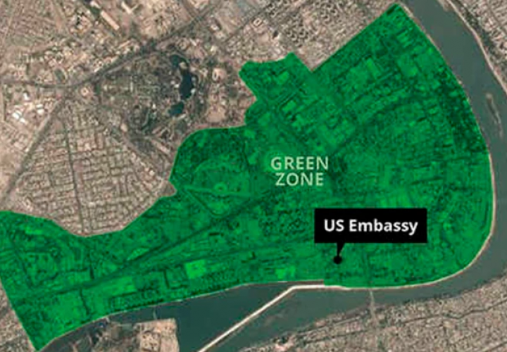 Impactan dos cohetes cerca de la Embajada de EE.UU. en Bagdad
