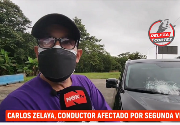 Delincuentes le lanzaron piedras al vehículo del señor Carlos Zelaya, en el Corredor Norte.