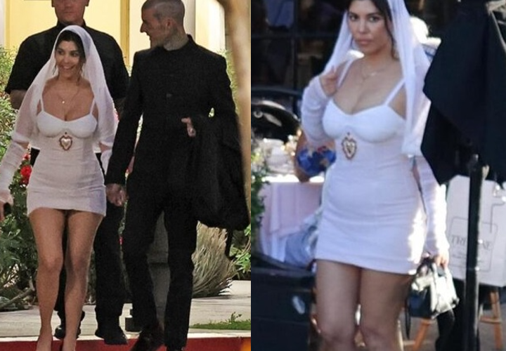 Kourtney Kardashian se pone rica y usa un vestido de novia candente