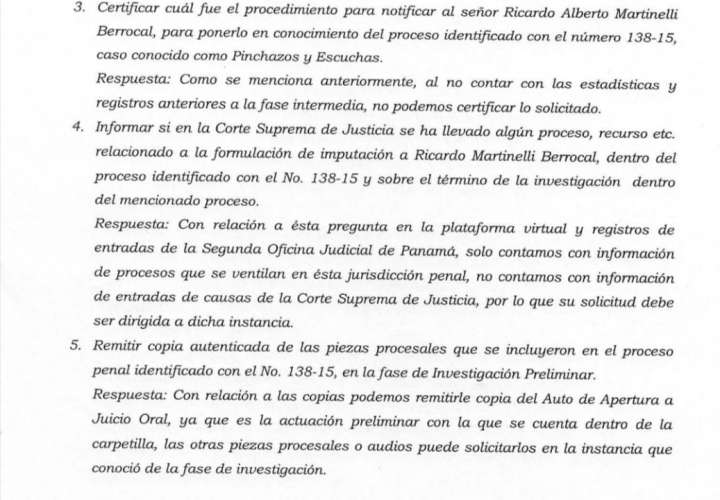 SPA confirma que no hay imputación contra Martinelli en caso pinchazos