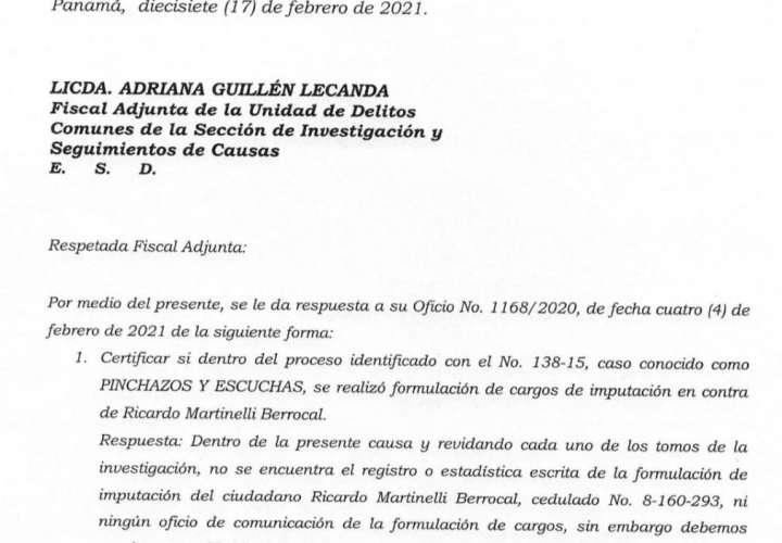 SPA confirma que no hay imputación contra Martinelli en caso pinchazos