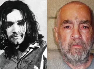 Foto combinación: vista del criminal  del Departamento de Correcciones y Rehabilitación de California que muestra al criminal estadounidense Charles Manson, en California (Estados Unidos) el 18 de marzo de 2009. EFE