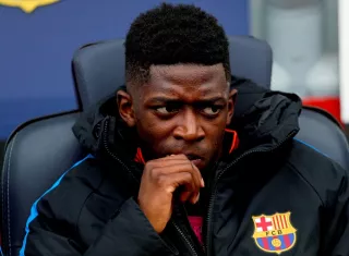 Ousmané Dembélé en el banquillo en el partido ante el Getafe. Foto: EFE