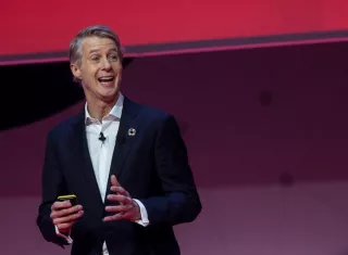  Director general del GSMA, Mats Granryd, durante su conferencia en la primera jornada del Congreso Mundial de Móviles (MWC en su siglas en inglés), en Barcelona por el rey Felipe. EFE