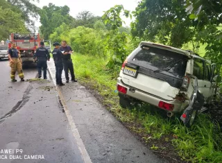 Vista general del lugar en donde ocurrió el vuelco en Macaracas. Foto: @BCBRP 