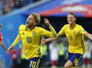 Emil Forsberg anotó el gol del triunfo para Suecia. Foto:AP