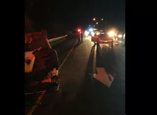 Vista general del hecho de tránsito ocurrido la madrugada de este domingo en Bique. Foto: @TraficoCPanama