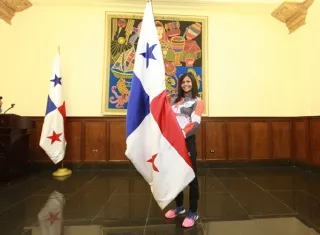 Nemesis Candelo durante el acto de abanderamiento en la Presidencia de la República. Foto: Anayansi Gamez
