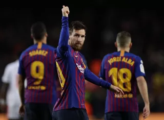 Lionel Messi celebra uno de sus goles con el Barcelona. Foto: AP