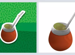 Combo de dos imágenes cedidas donde se ve el primer emoji del mate. EFE/Equipo creador del emoji
