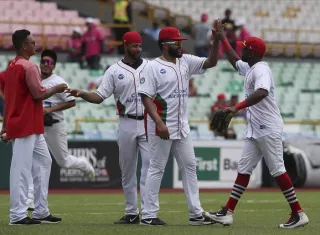 Jugadores de Panamá celebran. Foto: AP