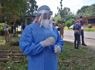 Se realizaron pruebas aleatorias de #COVID19 en la terminal de transporte de Santiago y el Manguito vía Soná.