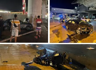 Los dos vehículos y la motos quedaron con serios daños en sus carrocerías.