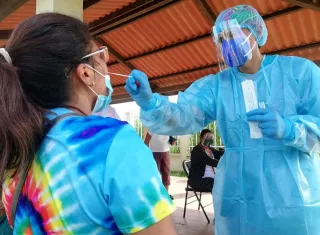 Imágenes de la jornada de hisopados realizada en el Parque recreativo de Montelimar, en La Chorrera. Foto: CSS