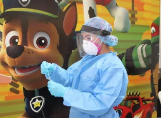 Punto de hisopados de detección de #COVID19 en el Estadio Omar Torrijos Herrera de Santiago.