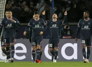 Festejo del primer gol de Lionel Messi.