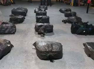 Droga decomisada en  en la Bahía de Panamá.
