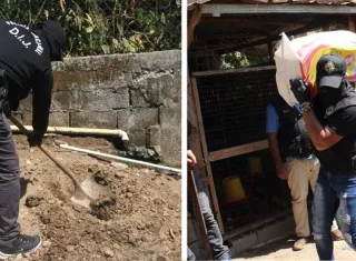 Los paquetes estaban dentro de un saco enterrado en el patio de una casa.