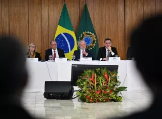 De izquierda a derecha, la presidenta del Supremo Tribunal Federal, Rosa Weber; el vicepresidente de Brasil, Geraldo Alckmin; el presidente de Brasil, Luiz Inácio Lula da Silva, y el presidente del Senado Federal, Rodrigo Pacheco. EFE