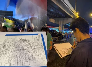 Franz demora entre 15 a 30 minutos dibujando su arte. Foto / @diego_franz