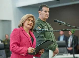 La fiscal general encargada, Martha Janeth Mancera, y el director de la Policía, el general William René Salamanca. EFE