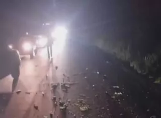 Escena del accidente de tránsito en horas de la noche de ayer.
