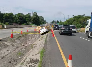 Escena del fatal accidente de tránsito.   