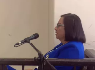 La testigo Yara Campos durante su comparecencia.