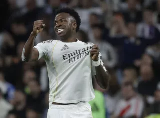 Vinícius Jr. celebra un gol.