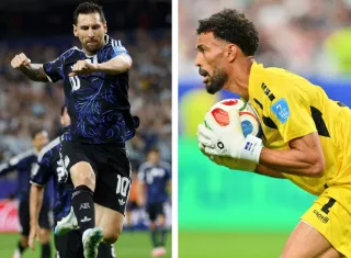 El astro Lionel Messi (izq.) y su equipo, Argentina, pondrá a prueba al portero Vozinha, de Cabo Verde.