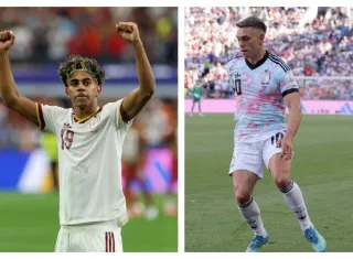 Se espera que Lamine Yamal (izq.), de España y Leandro Trossard, de Bélgica, sean titulares.