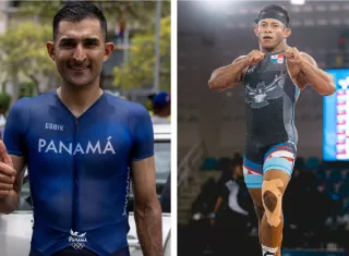 Los atletas panameños Roberto González, del ciclismo (izq.), y Andrés González, de la lucha, ganaron ayer medalla de bronce. 