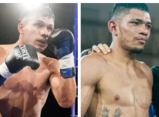 El púgil panameño Maximiliano ‘The Hammer’ Bonilla (der.) y su rival, el argentino Braian Ariel Arguello.