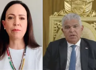 María Corina Machado y el presidente Mulino.