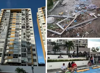 Escena de la explosión en torre 1 del edificio.