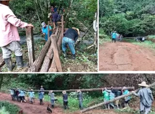 Residentes de la comunidad construyeron un paso peatonal artesanal.  /  Fotos: RetenChiriqui