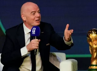 Gianni Infantino, presidente de la FIFA, durante la revelación del calendario para el Mundial. Foto: EFE