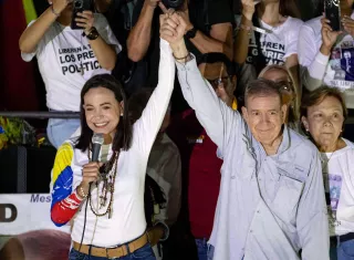 Los líderes opositores de Venezuela María Corina Machado (i) y Edmundo González Urrutia. /Foto: EFE