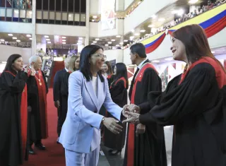 Fotografía cedida por el Palacio de Miraflores que muestra a la presidenta encargada de Venezuela, Delcy Rodriguez. /Foto: EFE