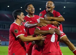 Jugadores de la Sub-17 de fútbol de Panamá celebran uno de los goles anotados ante Nicaragua. Foto: FPF
