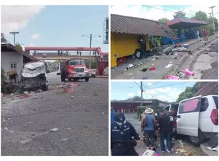 Una mujer que se encontraba en la caseta de espera de autobuses al momento del accidente fue trasladada a la policlínica.  /  Fotocomposición: Eric Montenegro