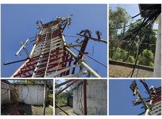 Un hurto de cables dejó fuera de servicio la repetidora de radiocomunicaciones del Cuerpo de Bomberos.  /  Fotocomposición: BCBRP