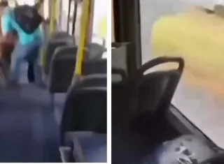 La piedra atravesó una de las ventanas y golpeó a una pasajera.  /  Captura de video