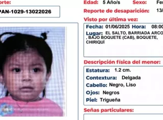 Alerta AMBER: Buscan a la niña Anahí Sánchez, desaparecida en Boquete