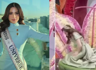 Le dio la pálida a la Miss Universo y se fue pal' piso en pleno desfile