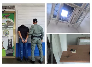 El sujeto sacó los alambres de cobre de las instalaciones eléctricas del inmueble.  /  Fotcomposición: PN