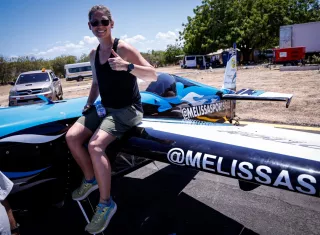 La piloto estadounidense Melissa Burns en el Aeródromo Augusto Vergara. Foto: Cortesía 