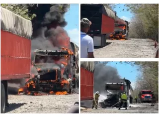 El camión se quemó todo.  /  Fotocomposisición: BCBRP
