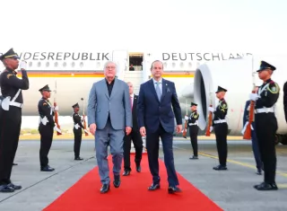 El presidente de Alemania, Frank-Walter Steinmeier a su arribo a Panamá fue recibido por el canciller Javier Martínez Acha. 